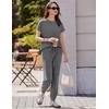 Ekouaer Womens Cotton Matching Lounge Sets Short Sleeve Top and Jogger Pants Set Fashion Casual Outfits(Dark Gray)
