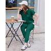 Ekouaer Womens Cotton Matching Lounge Sets Short Sleeve Top and Jogger Pants Set Fashion Casual Outfits(Green)
