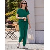 Ekouaer Womens Cotton Matching Lounge Sets Short Sleeve Top and Jogger Pants Set Fashion Casual Outfits(Green)