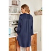 Ekouaer Women’s Nightgown V Neck Striped Button Down Sleepwear 3/4 Sleeves Nightshirts Soft Button Sleep Dress S-XXL(Navy Blue Stripe)