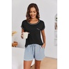 Ekouaer Womens Pajama Sets 2 Piece Soft Short Sleeve Top and Shorts Sleepwear Round Neck Pjs Lounge Set with Pockets(Angular Petal)