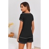 Ekouaer Womens Pajama Sets 2 Piece Soft Short Sleeve Top and Shorts Sleepwear Round Neck Pjs Lounge Set with Pockets(Black)
