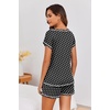 Ekouaer Womens Pajama Sets 2 Piece Soft Short Sleeve Top and Shorts Sleepwear Round Neck Pjs Lounge Set with Pockets(Black Dots)