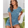 Ekouaer Womens Pajama Sets 2 Piece Soft Short Sleeve Top and Shorts Sleepwear Round Neck Pjs Lounge Set with Pockets(Blue Black Leopard)