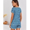 Ekouaer Womens Pajama Sets 2 Piece Soft Short Sleeve Top and Shorts Sleepwear Round Neck Pjs Lounge Set with Pockets(Blue Black Leopard)