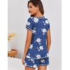 Ekouaer Womens Pajama Sets 2 Piece Soft Short Sleeve Top and Shorts Sleepwear Round Neck Pjs Lounge Set with Pockets(Blue Flowers)