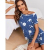 Ekouaer Womens Pajama Sets 2 Piece Soft Short Sleeve Top and Shorts Sleepwear Round Neck Pjs Lounge Set with Pockets(Blue Flowers)