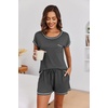 Ekouaer Womens Pajama Sets 2 Piece Soft Short Sleeve Top and Shorts Sleepwear Round Neck Pjs Lounge Set with Pockets(Grey)