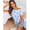 Ekouaer Womens Pajama Sets 2 Piece Soft Short Sleeve Top and Shorts Sleepwear Round Neck Pjs Lounge Set with Pockets(Lavender Bouquet)