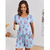 Ekouaer Womens Pajama Sets 2 Piece Soft Short Sleeve Top and Shorts Sleepwear Round Neck Pjs Lounge Set with Pockets(Lavender Bouquet)