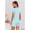 Ekouaer Womens Pajama Sets 2 Piece Soft Short Sleeve Top and Shorts Sleepwear Round Neck Pjs Lounge Set with Pockets(Light Blue)