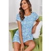 Ekouaer Womens Pajama Sets 2 Piece Soft Short Sleeve Top and Shorts Sleepwear Round Neck Pjs Lounge Set with Pockets(Light Blue Cashew Flower)