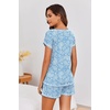 Ekouaer Womens Pajama Sets 2 Piece Soft Short Sleeve Top and Shorts Sleepwear Round Neck Pjs Lounge Set with Pockets(Light Blue Cashew Flower)