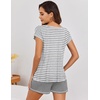 Ekouaer Womens Pajama Sets 2 Piece Soft Short Sleeve Top and Shorts Sleepwear Round Neck Pjs Lounge Set with Pockets(Light Grey Stripes)