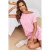 Ekouaer Womens Pajama Sets 2 Piece Soft Short Sleeve Top and Shorts Sleepwear Round Neck Pjs Lounge Set with Pockets(Pink)