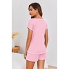 Ekouaer Womens Pajama Sets 2 Piece Soft Short Sleeve Top and Shorts Sleepwear Round Neck Pjs Lounge Set with Pockets(Pink)