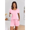 Ekouaer Womens Pajama Sets 2 Piece Soft Short Sleeve Top and Shorts Sleepwear Round Neck Pjs Lounge Set with Pockets(Pink)