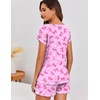 Ekouaer Womens Pajama Sets 2 Piece Soft Short Sleeve Top and Shorts Sleepwear Round Neck Pjs Lounge Set with Pockets(Pink Bow Print)