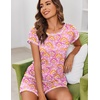 Ekouaer Womens Pajama Sets 2 Piece Soft Short Sleeve Top and Shorts Sleepwear Round Neck Pjs Lounge Set with Pockets(Pink Cashew Flower)