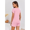 Ekouaer Womens Pajama Sets 2 Piece Soft Short Sleeve Top and Shorts Sleepwear Round Neck Pjs Lounge Set with Pockets(Pink Dots)