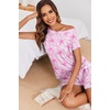 Ekouaer Womens Pajama Sets 2 Piece Soft Short Sleeve Top and Shorts Sleepwear Round Neck Pjs Lounge Set with Pockets(Pink Stars)