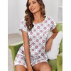 Ekouaer Womens Pajama Sets 2 Piece Soft Short Sleeve Top and Shorts Sleepwear Round Neck Pjs Lounge Set with Pockets(Silhouette Flower Leaves)