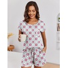 Ekouaer Womens Pajama Sets 2 Piece Soft Short Sleeve Top and Shorts Sleepwear Round Neck Pjs Lounge Set with Pockets(Silhouette Flower Leaves)
