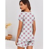 Ekouaer Womens Pajama Sets 2 Piece Soft Short Sleeve Top and Shorts Sleepwear Round Neck Pjs Lounge Set with Pockets(Silhouette Flower Leaves)