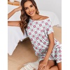 Ekouaer Womens Pajama Sets 2 Piece Soft Short Sleeve Top and Shorts Sleepwear Round Neck Pjs Lounge Set with Pockets(Silhouette Flower Leaves)