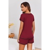 Ekouaer Womens Pajama Sets 2 Piece Soft Short Sleeve Top and Shorts Sleepwear Round Neck Pjs Lounge Set with Pockets(Wind Red)