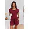 Ekouaer Womens Pajama Sets 2 Piece Soft Short Sleeve Top and Shorts Sleepwear Round Neck Pjs Lounge Set with Pockets(Wind Red)