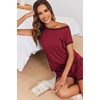 Ekouaer Womens Pajama Sets 2 Piece Soft Short Sleeve Top and Shorts Sleepwear Round Neck Pjs Lounge Set with Pockets(Wind Red)