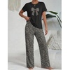 Ekouaer Womens Pajamas Sets 2 Piece Short Sleeve Lounge Set Printed Loose Pants Round Neck Pj Sets Loungewear(Black Leopard)