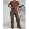 Ekouaer Womens Pajamas Sets 2 Piece Short Sleeve Lounge Set Printed Loose Pants Round Neck Pj Sets Loungewear(Brown Leopard)
