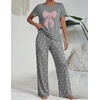 Ekouaer Womens Pajamas Sets 2 Piece Short Sleeve Lounge Set Printed Loose Pants Round Neck Pj Sets Loungewear(Gray Dots)