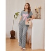Ekouaer Womens Pajamas Sets 2 Piece Short Sleeve Lounge Set Printed Loose Pants Round Neck Pj Sets Loungewear(Gray Dots)