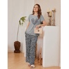 Ekouaer Womens Pajamas Sets 2 Piece Short Sleeve Lounge Set Printed Loose Pants Round Neck Pj Sets Loungewear(Gray Leopard)