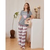 Ekouaer Womens Pajamas Sets 2 Piece Short Sleeve Lounge Set Printed Loose Pants Round Neck Pj Sets Loungewear(Heart Gray)