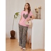 Ekouaer Womens Pajamas Sets 2 Piece Short Sleeve Lounge Set Printed Loose Pants Round Neck Pj Sets Loungewear(Leopard Pink)