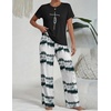 Ekouaer Womens Pajamas Sets 2 Piece Short Sleeve Lounge Set Printed Loose Pants Round Neck Pj Sets Loungewear(Ombre Black)
