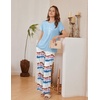 Ekouaer Womens Pajamas Sets 2 Piece Short Sleeve Lounge Set Printed Loose Pants Round Neck Pj Sets Loungewear(Ombre Blue)