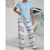 Ekouaer Womens Pajamas Sets 2 Piece Short Sleeve Lounge Set Printed Loose Pants Round Neck Pj Sets Loungewear(Ombre Blue)