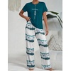 Ekouaer Womens Pajamas Sets 2 Piece Short Sleeve Lounge Set Printed Loose Pants Round Neck Pj Sets Loungewear(Ombre Blue Green)