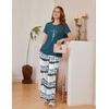 Ekouaer Womens Pajamas Sets 2 Piece Short Sleeve Lounge Set Printed Loose Pants Round Neck Pj Sets Loungewear(Ombre Blue Green)