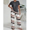 Ekouaer Womens Pajamas Sets 2 Piece Short Sleeve Lounge Set Printed Loose Pants Round Neck Pj Sets Loungewear(Ombre Dark Gray)