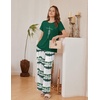 Ekouaer Womens Pajamas Sets 2 Piece Short Sleeve Lounge Set Printed Loose Pants Round Neck Pj Sets Loungewear(Ombre Deep Green)