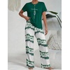 Ekouaer Womens Pajamas Sets 2 Piece Short Sleeve Lounge Set Printed Loose Pants Round Neck Pj Sets Loungewear(Ombre Deep Green)