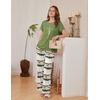 Ekouaer Womens Pajamas Sets 2 Piece Short Sleeve Lounge Set Printed Loose Pants Round Neck Pj Sets Loungewear(Ombre Green)