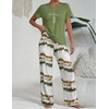Ekouaer Womens Pajamas Sets 2 Piece Short Sleeve Lounge Set Printed Loose Pants Round Neck Pj Sets Loungewear(Ombre Green)