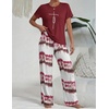 Ekouaer Womens Pajamas Sets 2 Piece Short Sleeve Lounge Set Printed Loose Pants Round Neck Pj Sets Loungewear(Ombre Wine Red)